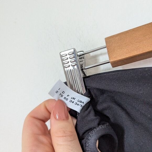 MOSCHINO Swim black embroidered white smiley face bandeau top bottoms bikini set - Picture 5 of 11